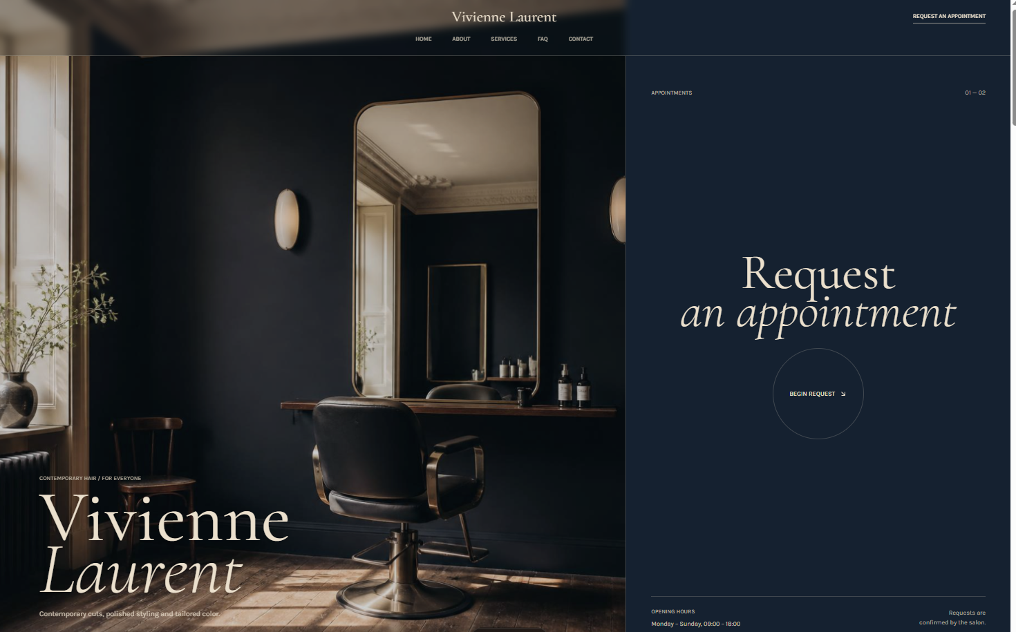 Nettsted for interiørstudio designet av Maybound